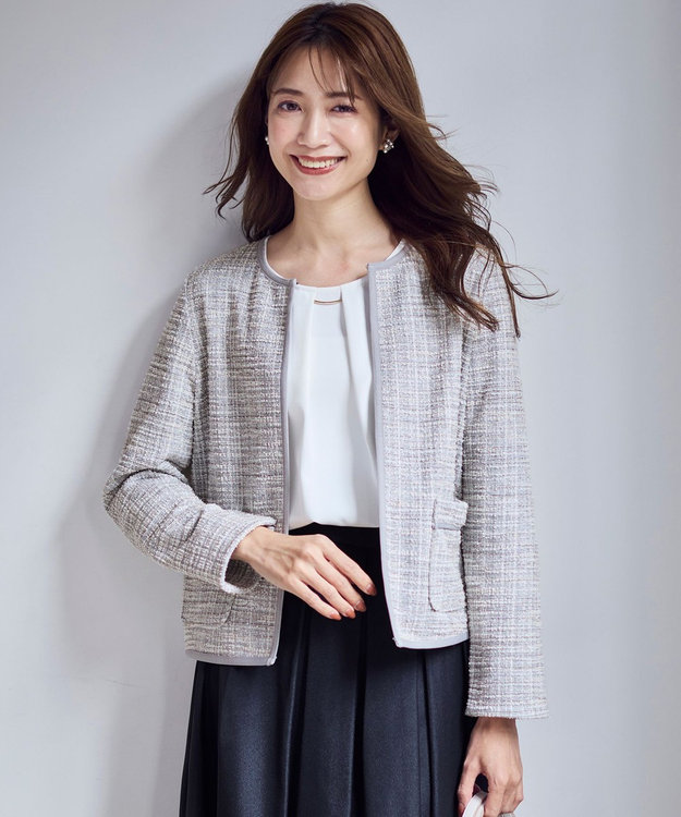 ANY SIS 【2SET】ウォッシャブルジャケット × ブラウス セット グレーミックス