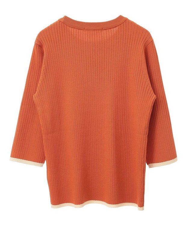 Green Parks ＢＰ　袖口カラーリブ７分袖ニットプルオーバー Orange