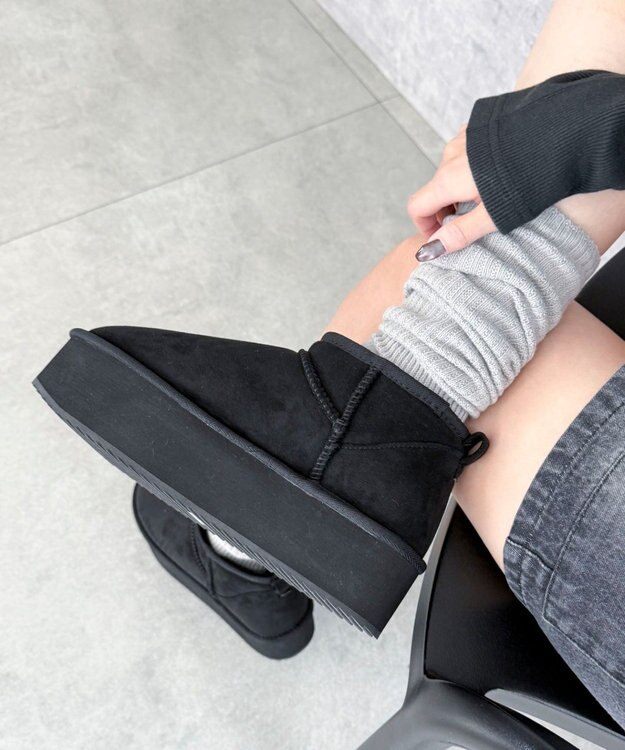 WEGO 【25年秋冬新作/あったかブーツ】厚底ムートンタッチブーツ ブラック