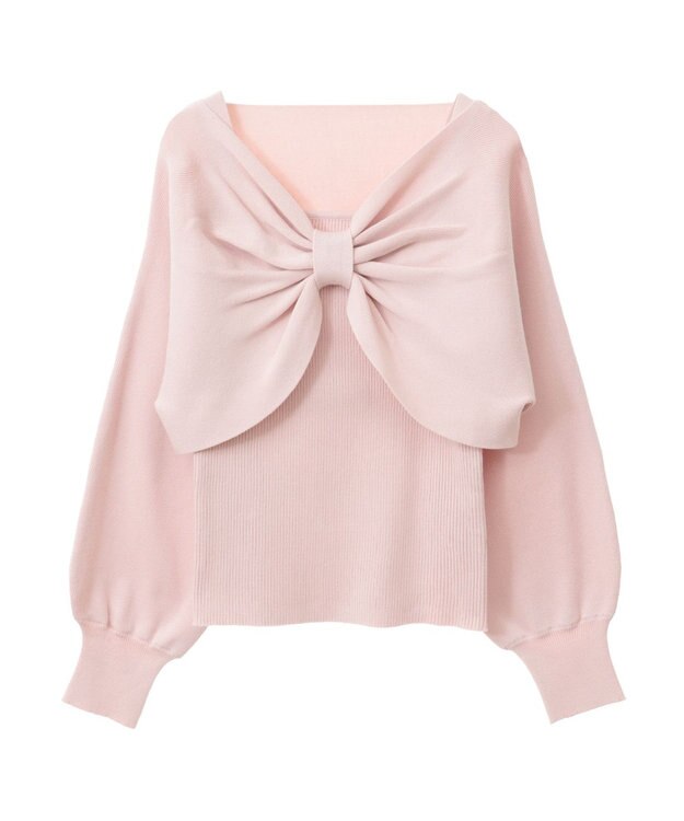 earth music&ecology 【WEB限定】リボンニットアンサンブル Pink