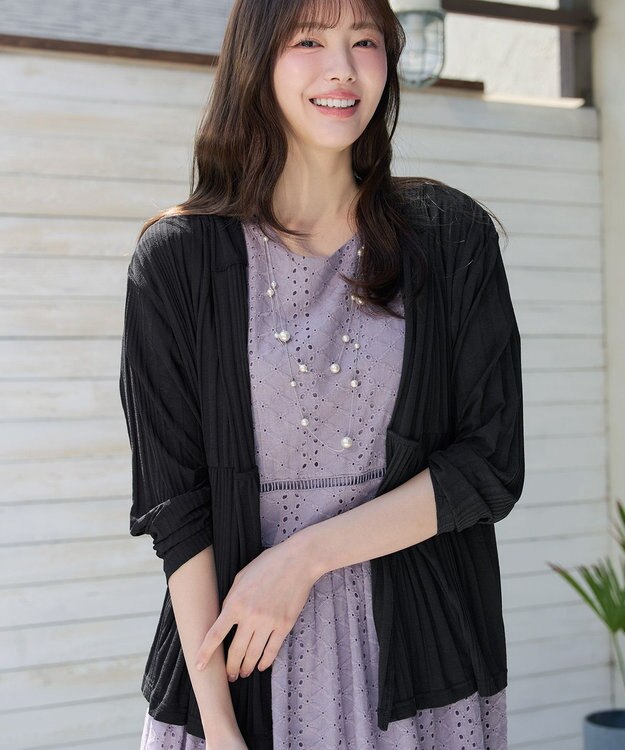 Tiaclasse ランダムストライプパーカーカーデ ブラック
