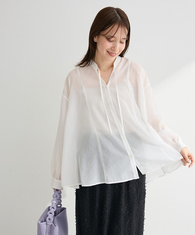 Green Parks フレアラインスキッパーブラウス Off White