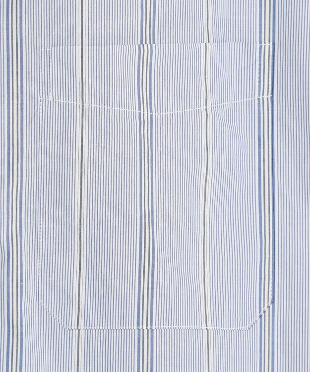 JOSEPH ABBOUD 【シルクブレンド】シルクコットンストライプバンドカラー シャツ ブルー系2