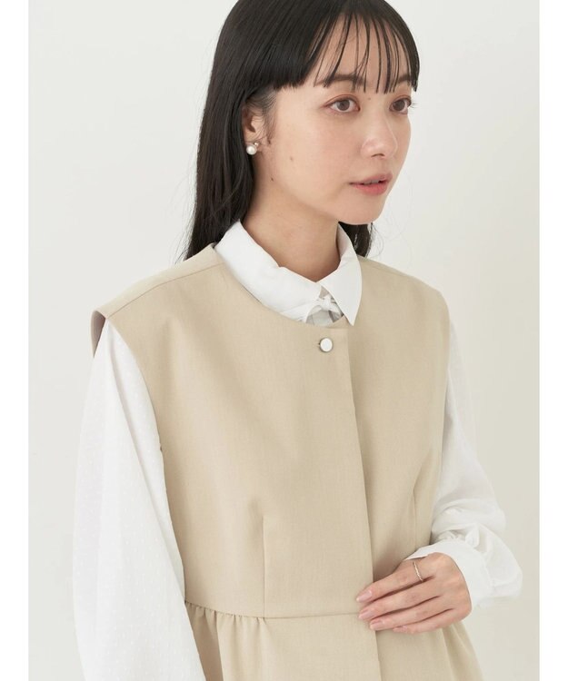 earth music&ecology ペプラムジレ Beige