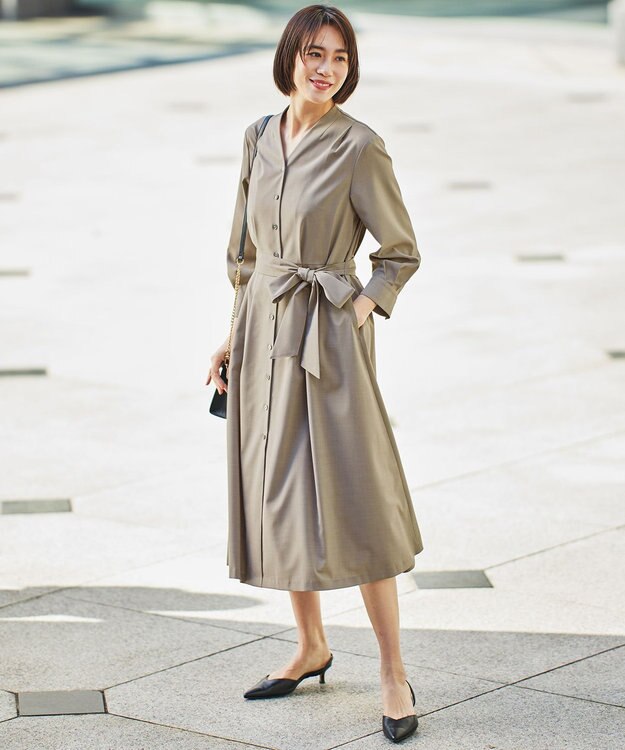 自由区 【接触冷感・UVカット・吸水速乾・洗える】ドライタッチファンクショナル ワンピース カーキ