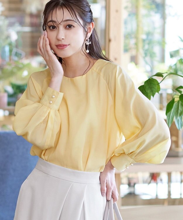 Tiaclasse 【洗える】ラグランパフスリーブブラウス イエロー