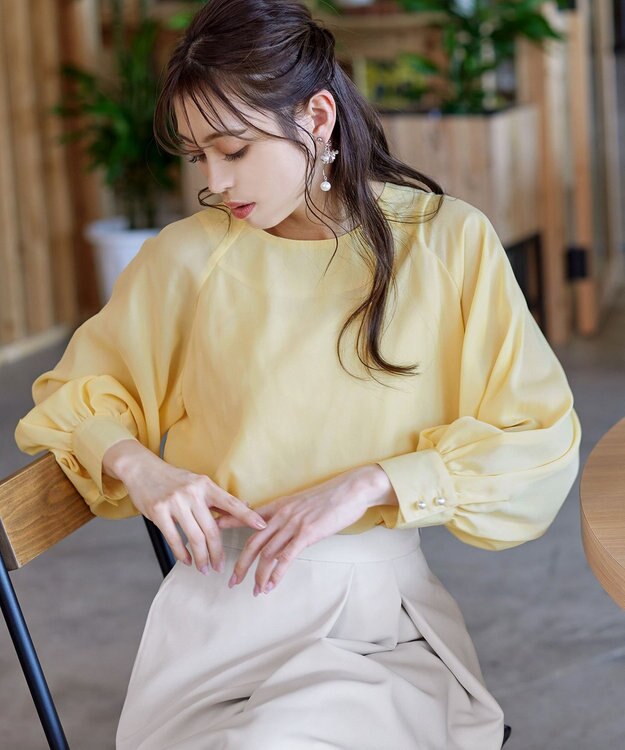 Tiaclasse 【洗える】ラグランパフスリーブブラウス イエロー