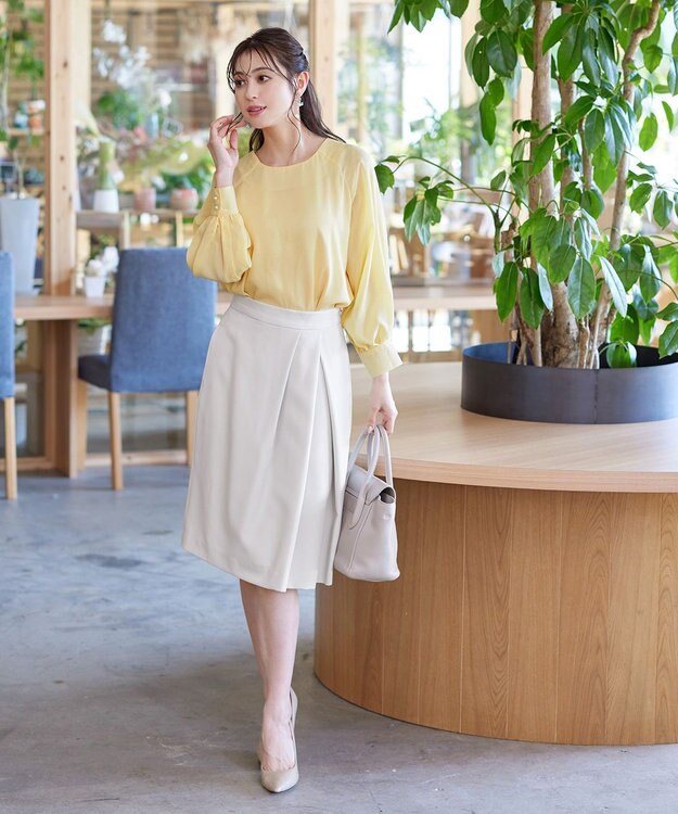 Tiaclasse 【洗える】ラグランパフスリーブブラウス イエロー