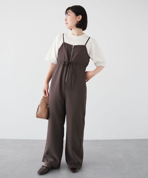 Green Parks 袖裏配色５分袖ニットプルオーバー Off White