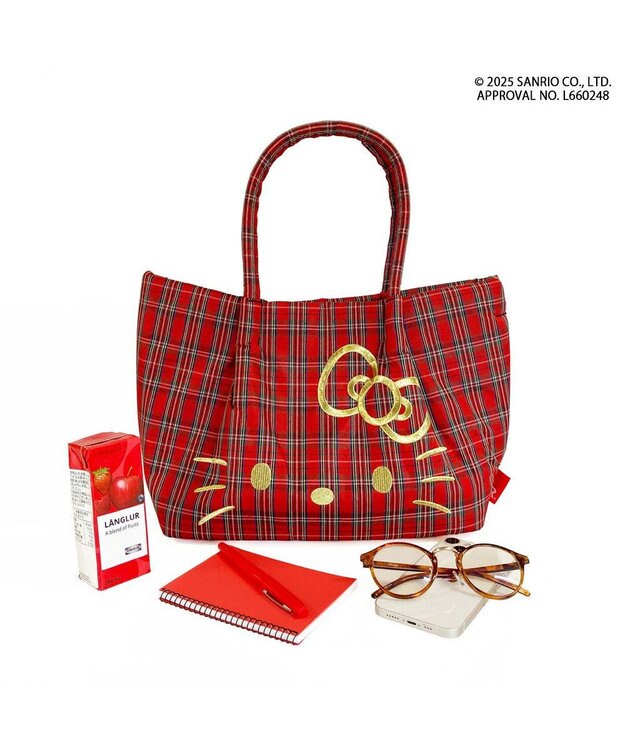 ROOTOTE 8463【サンリオ】IP.デリ.チェック.ハローキティ-A 02：レッド