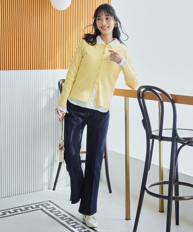 ANY SIS センタープレスセミフレア デニム ワンウォッシュ