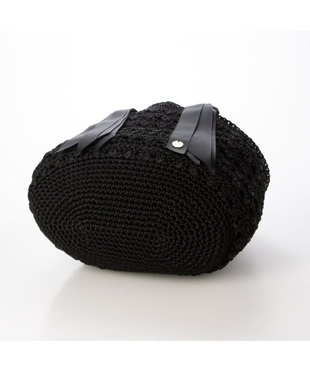 UNBILLION カシュカシュ cachecache / 下がりグログラン柄編みトート カゴバッグ ブラック