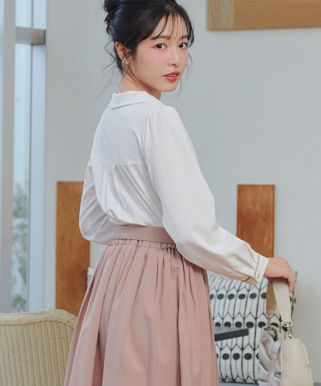 Tiaclasse L ベルト付きフレアスカート ピンク