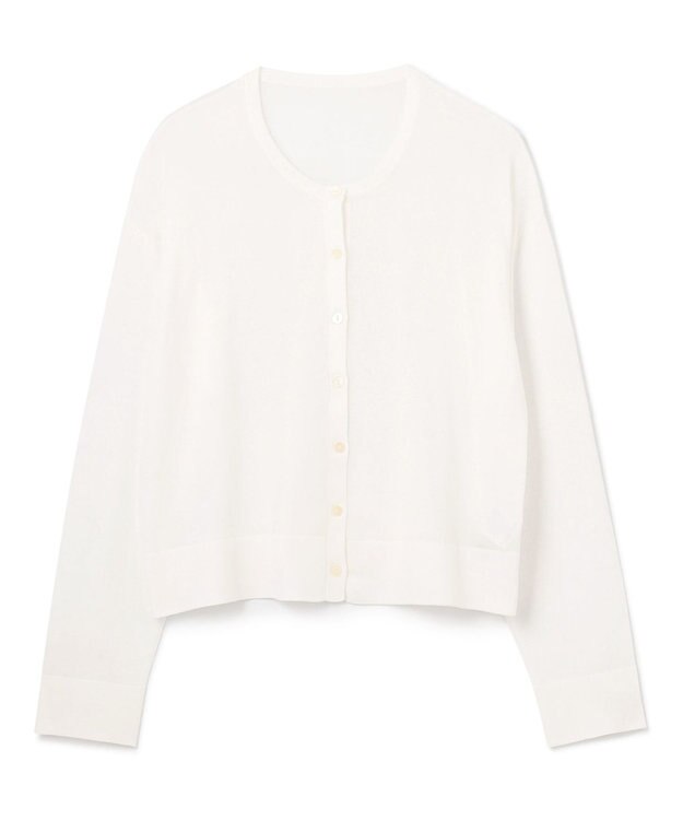 UNFILO 【洗える/接触冷感】 フロスティコットン クロップドカーディガン オフ