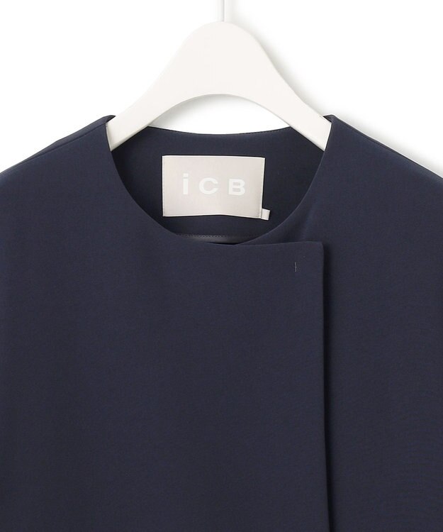 ICB L TaPeダブルクロス ノーカラーコート ネイビー系