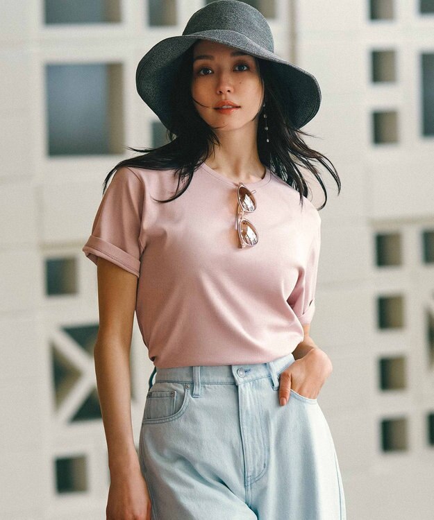 23区 L 【一部店舗限定/接触冷感】ベーシック IT TEE ダスティピンク系