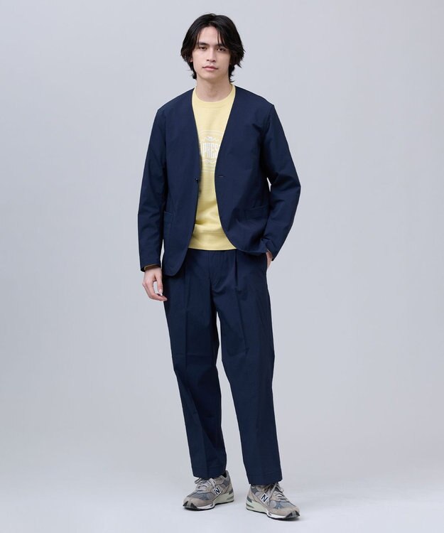 J.PRESS MEN 【J.PRESS ORIGINALS】【UNISEX】Nylon Polyurethane Dray Stretch No Collar Jacket ネイビー系