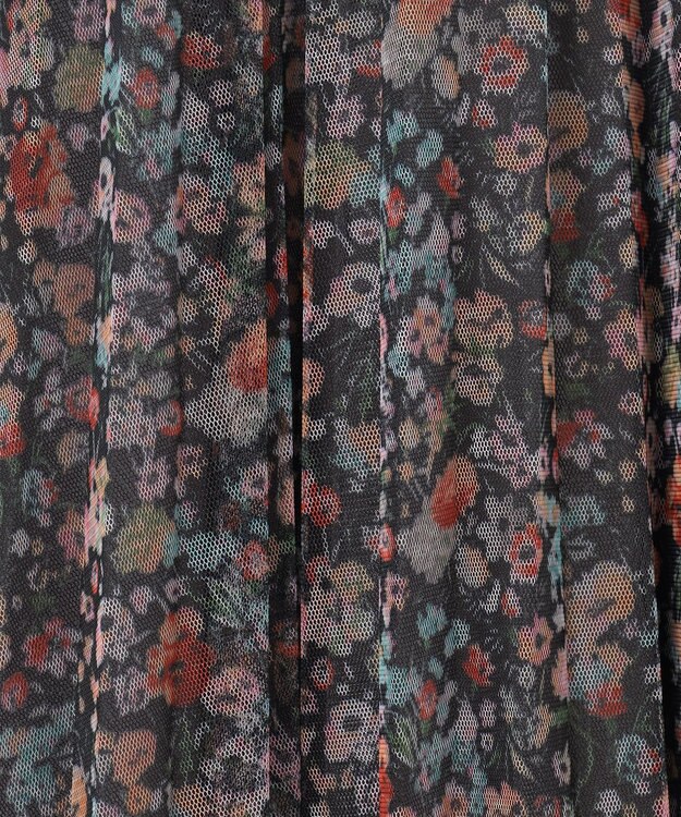 ANY 【ウエストゴム】プリーツチュールスカート フラワープリント