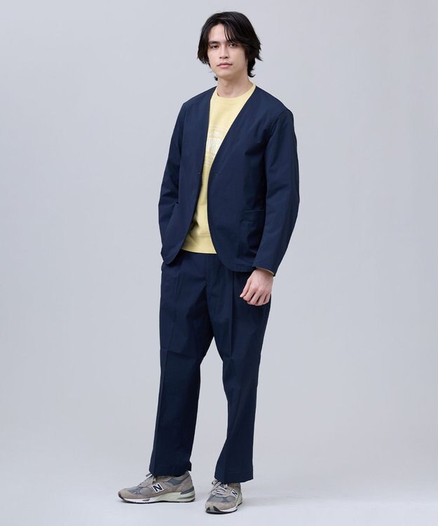 J.PRESS MEN 【J.PRESS ORIGINALS】【UNISEX】Nylon Polyurethane Dray Stretch No Collar Jacket ネイビー系