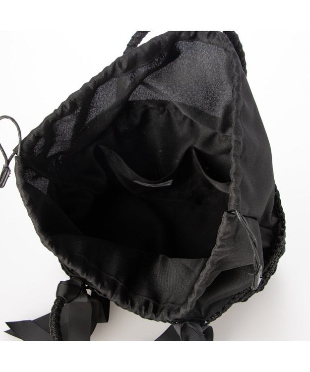 UNBILLION カシュカシュ cachecache / 下がりグログラン柄編みトート カゴバッグ ブラック