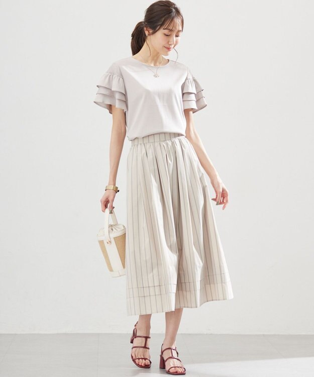 組曲 S 【WEB限定】コットンポリエステルタイプライター セットアップ ベージュストライプ系1