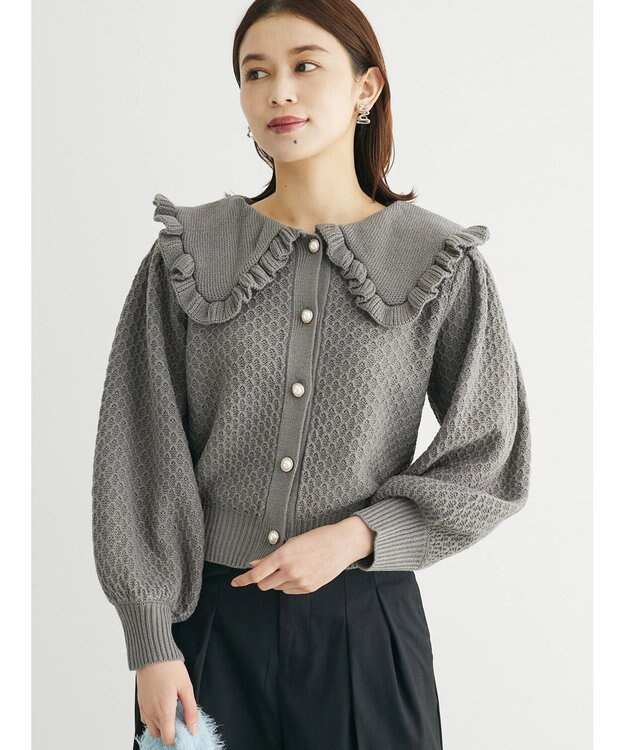 Green Parks ・Ｐｅｔｉｔ　Ｆｌｅｕｒ　ビッグカラーニットカーデ Gray