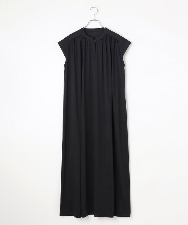#Newans 【乾燥機可能/接触冷感】ヨークギャザーロングワンピース ブラック