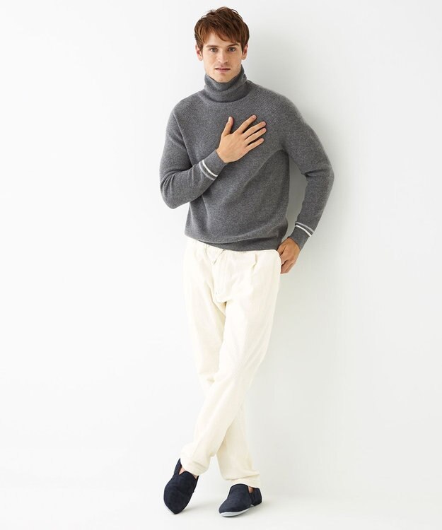 JOSEPH ABBOUD MOUNTAIN 【SPACE／UNISEX】ピュアカシミアアンダイド タートルネック グレー系