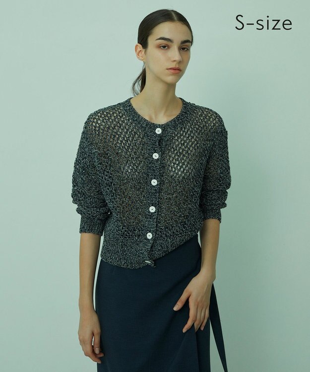 BEIGE， 【S-size】CACTUS / メッシュカーディガン Navy x White