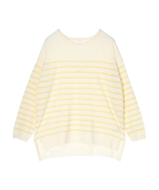 Green Parks ラメ入りボーダーニットプルオーバー Yellow