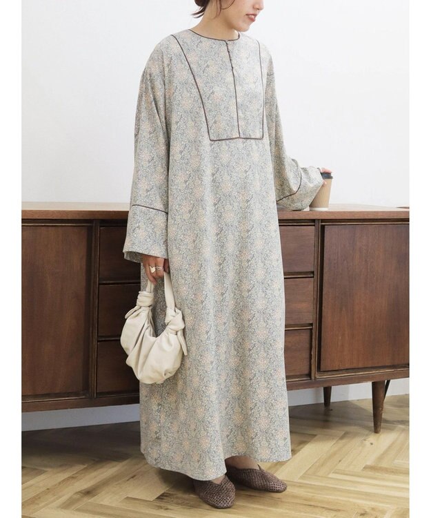 CRAFT STANDARD BOUTIQUE パイピングカフタンワンピース Gray