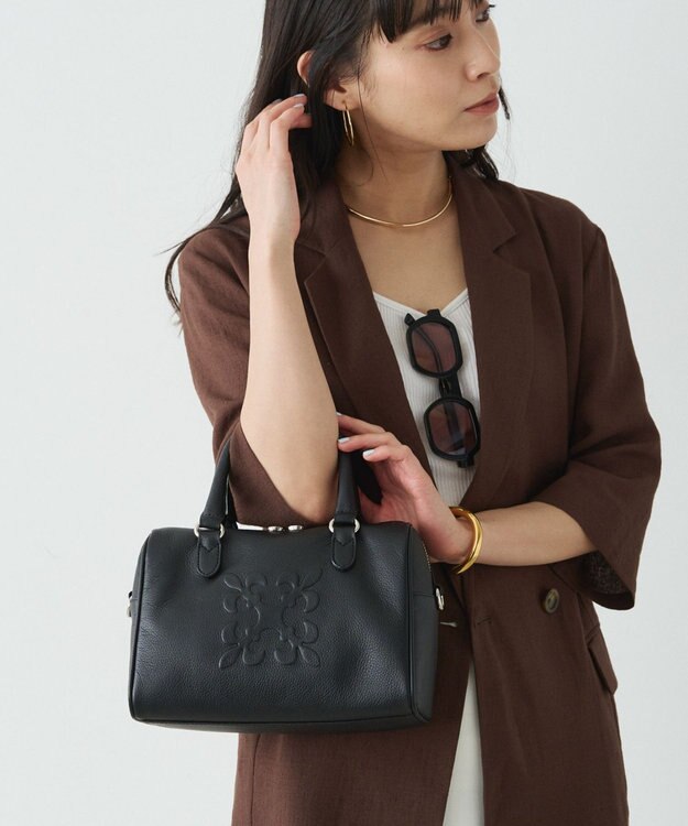 russet 《composition》レザー2WAYミニボストンバッグ(CE-1684) Black