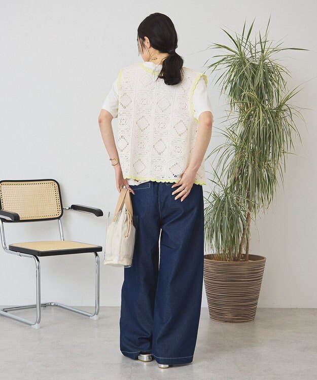 AMERICAN HOLIC クロシェ風ニットベスト Ivory