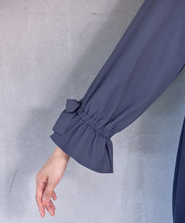 Tiaclasse 【洗える】ボリュームリボン袖ニットコンビチュニック ブルー