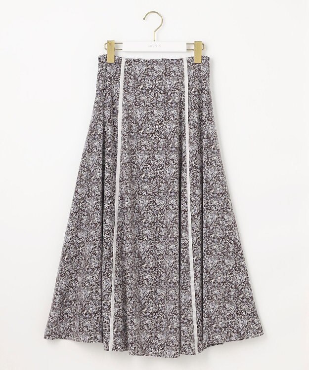 ANY SIS 【洗える】ラインポイントフラワー スカート ブルー系