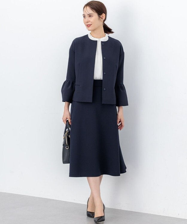 組曲 【KUMIKYOKU NAVY】コンフォータブルドレープ フレアスカート ネイビー系