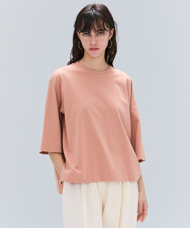 BEIGE， 【洗える・GLOW ８月号掲載】S.BABILA / スリットネックオーバーサイズTシャツ Sunset