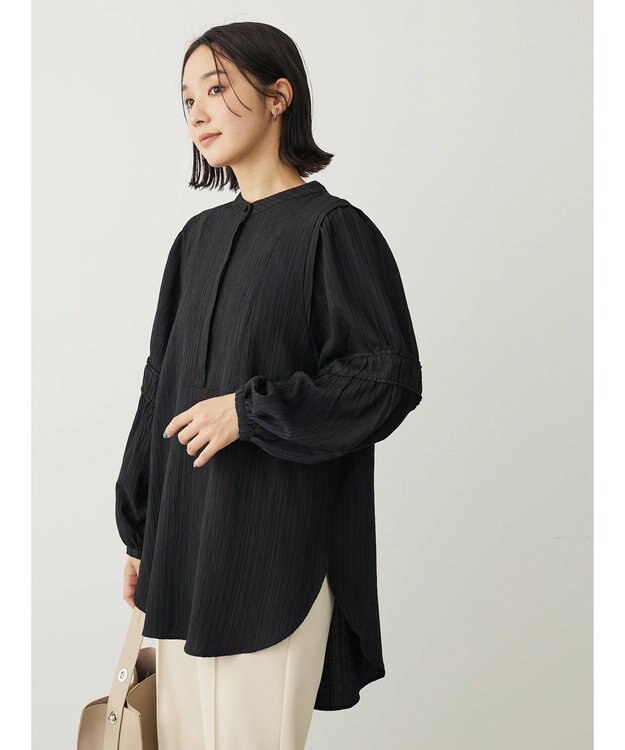 Green Parks 表面変化比翼シャツチュニック Black