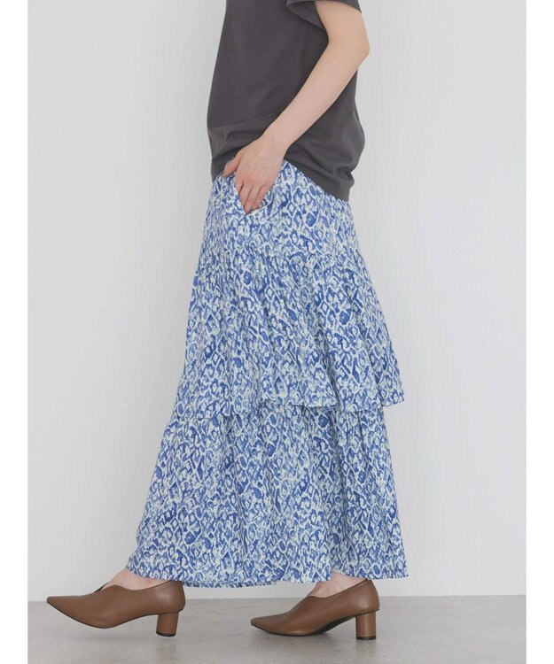 AMERICAN HOLIC ティアードエスニックプリントスカート Blue