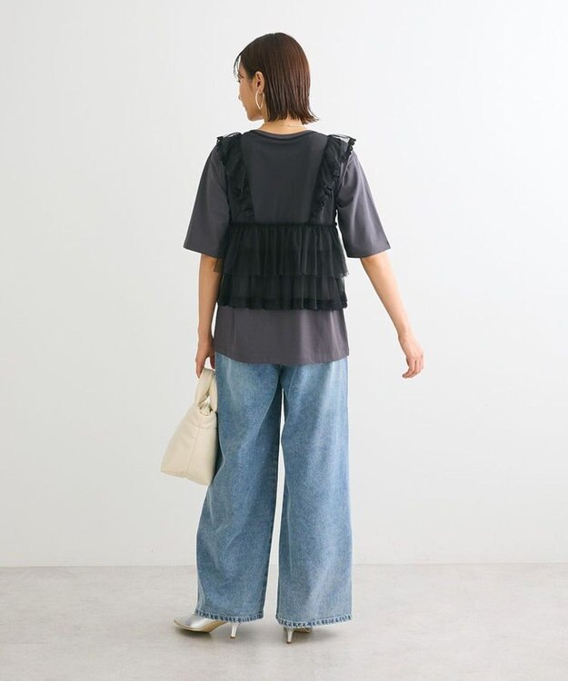 Green Parks ・ＥＬＥＮＣＡＲＥ　ＤＵＥ　チュールラッフルベスト Black