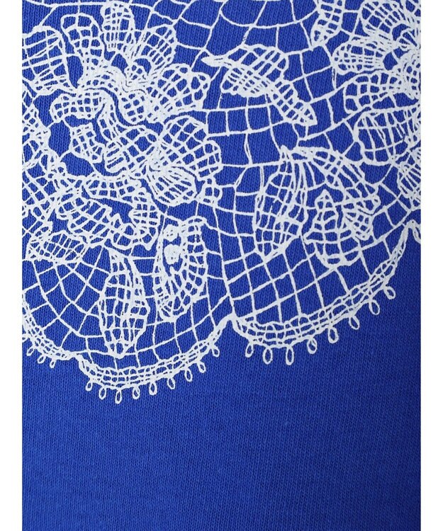earth music&ecology レースプリントボーダープルオーバー Royal Blue