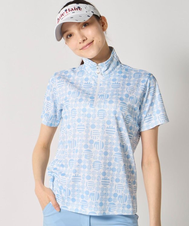 FILA GOLF／marie claire 【Marie claire sports】ハーフジップ半袖シャツ ライトブルー