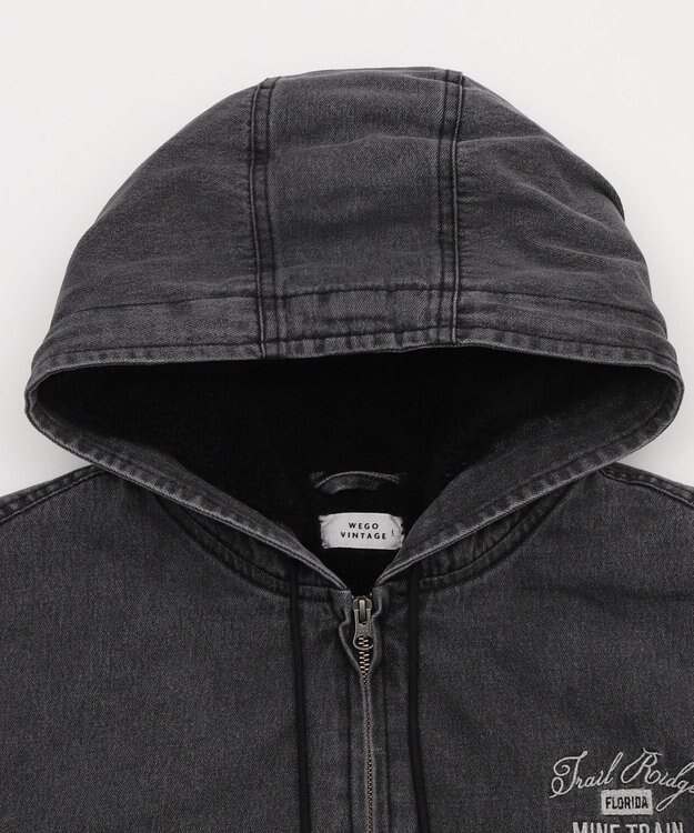 WEGO 【ユニセックス着用ITEM/MLサイズ展開】ワーカーズボアフードブルゾン デニムブラックソノタ