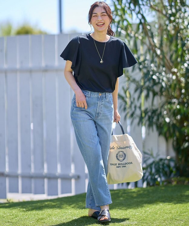 ANY L 【洗濯機可/接触冷感/UVケア】ソロナフリルスリーブプルオーバー ブラック