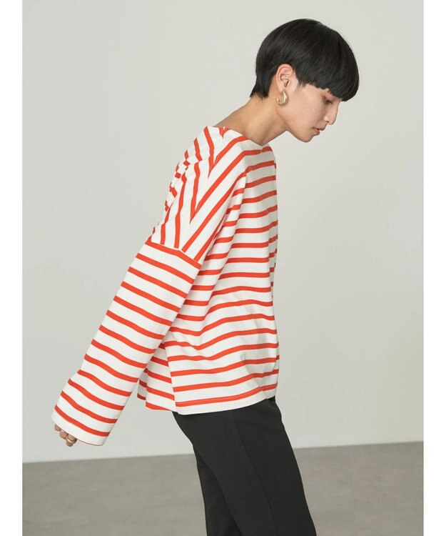 AMERICAN HOLIC ボートネックボーダープルオーバー Red