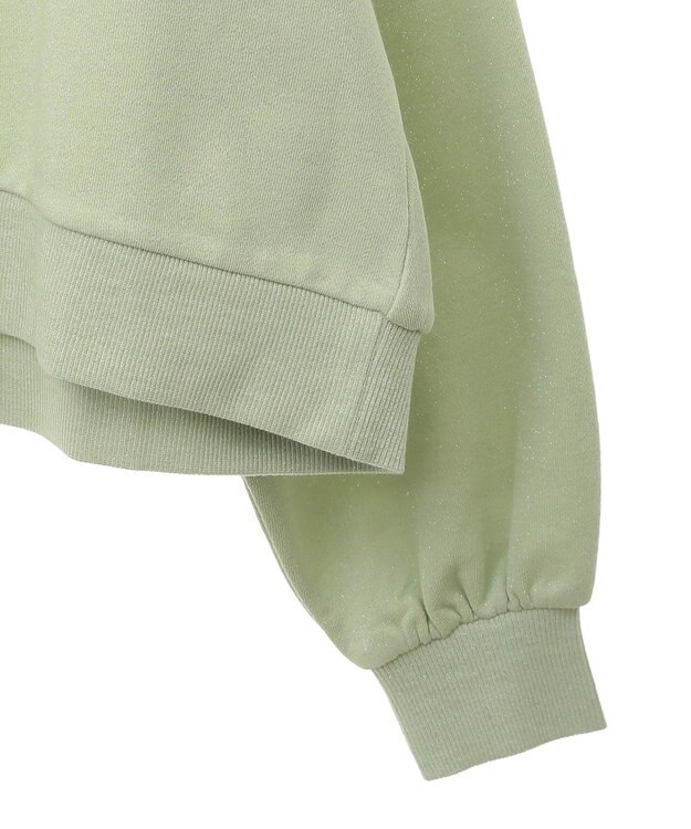 Green Parks ショート丈ラメ裏毛ボートネックプルオーバー Green
