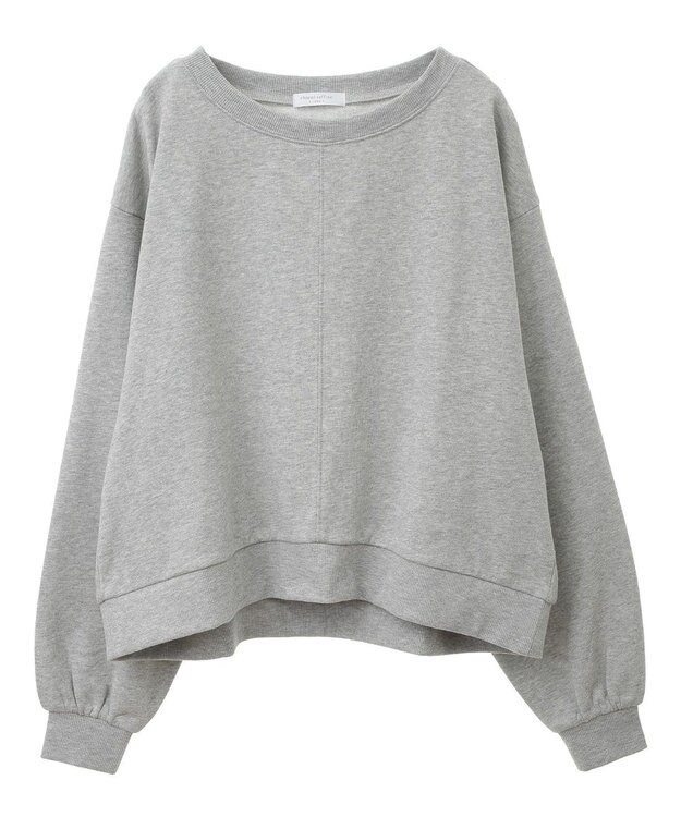 Green Parks ショート丈ラメ裏毛ボートネックプルオーバー Gray