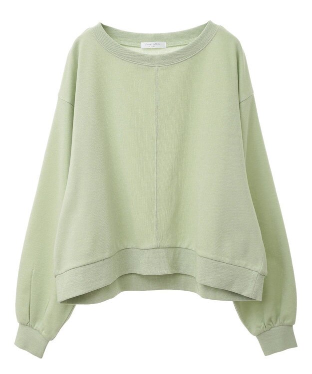 Green Parks ショート丈ラメ裏毛ボートネックプルオーバー Green