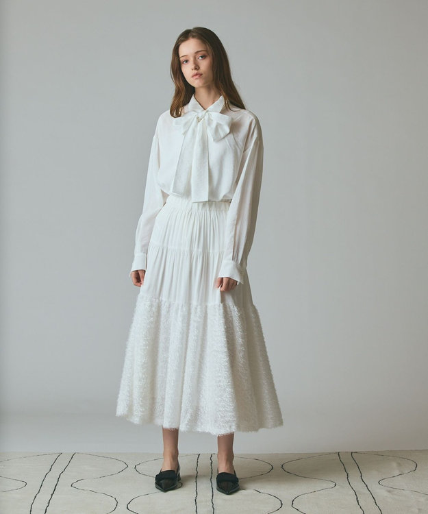 GRACE CONTINENTAL ボウタイシアーシャツ キナリ