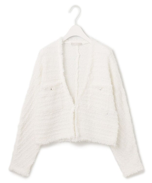 ICB 【洗える】 スラリットテープ カーディガンジャケット オフホワイト系